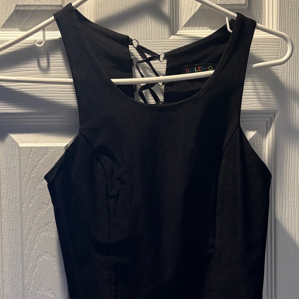 Solemio Black Lace-Up Crop Top